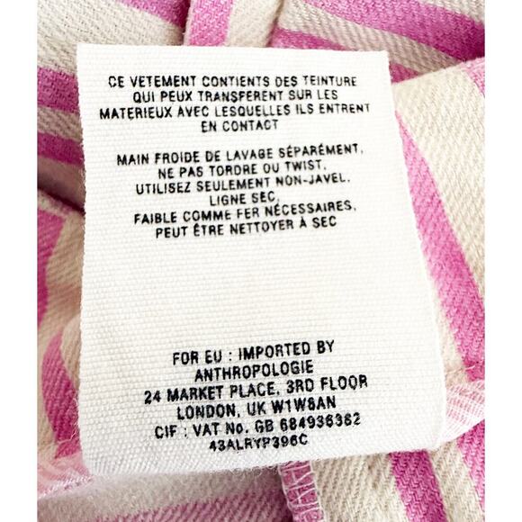 Anthropologie x Cartonnier Women's Pink Beige Linen Striped Sailor Shorts Retro - Picture 10 of 10